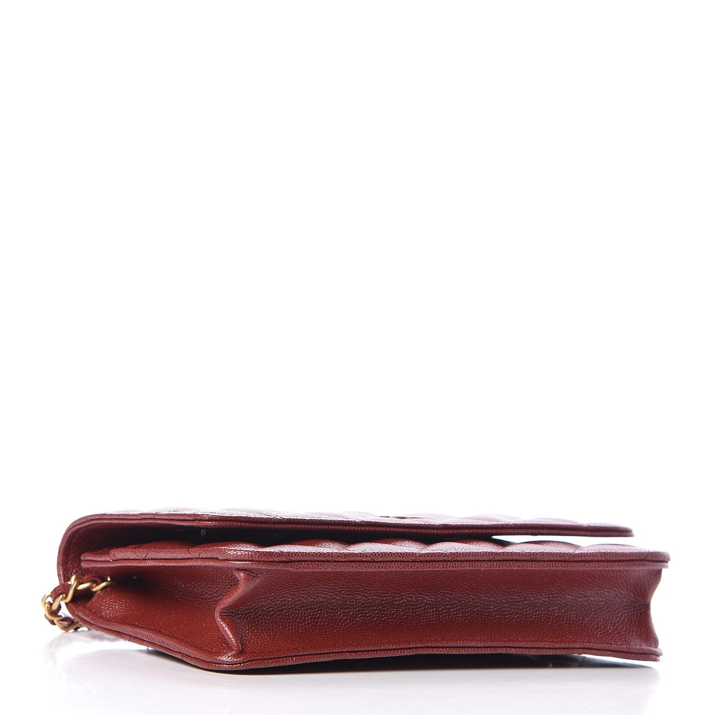 Metallic Caviar Quilted Wallet On Chain WOC Red