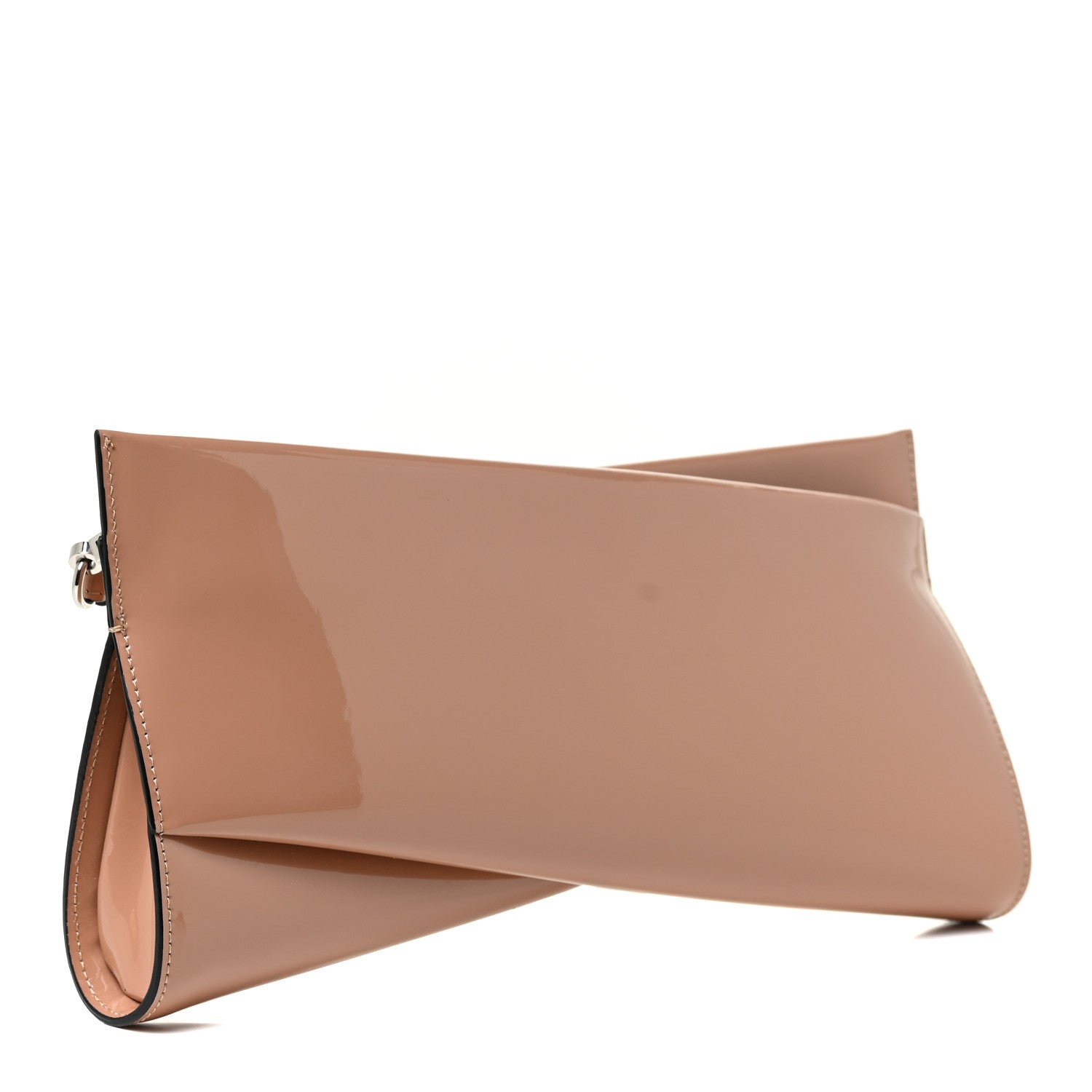 Christian Louboutin Patent Loubi Twist Zip Clutch Bag Nude 2 of 8