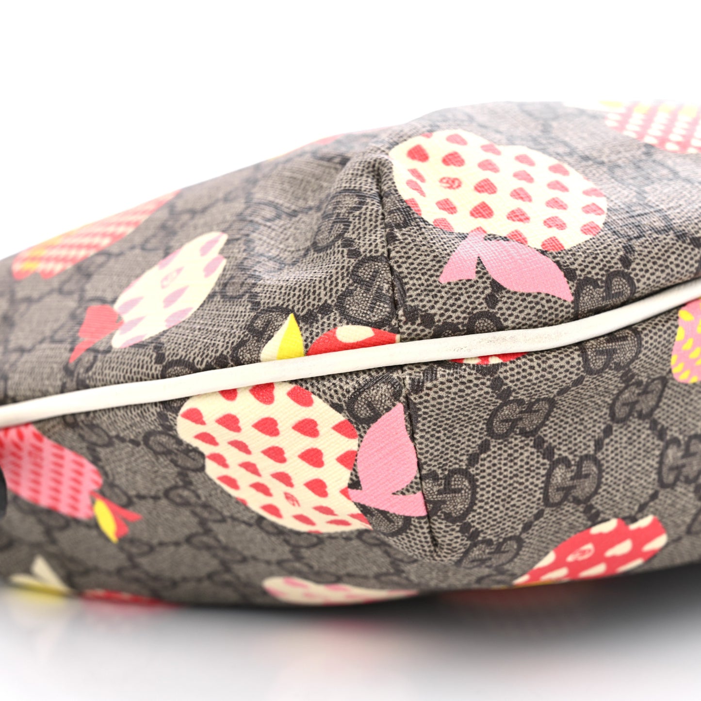 GG Supreme Monogram Les Pommes Small Ophidia Half Moon Hobo Beige Multicolor Mystic White