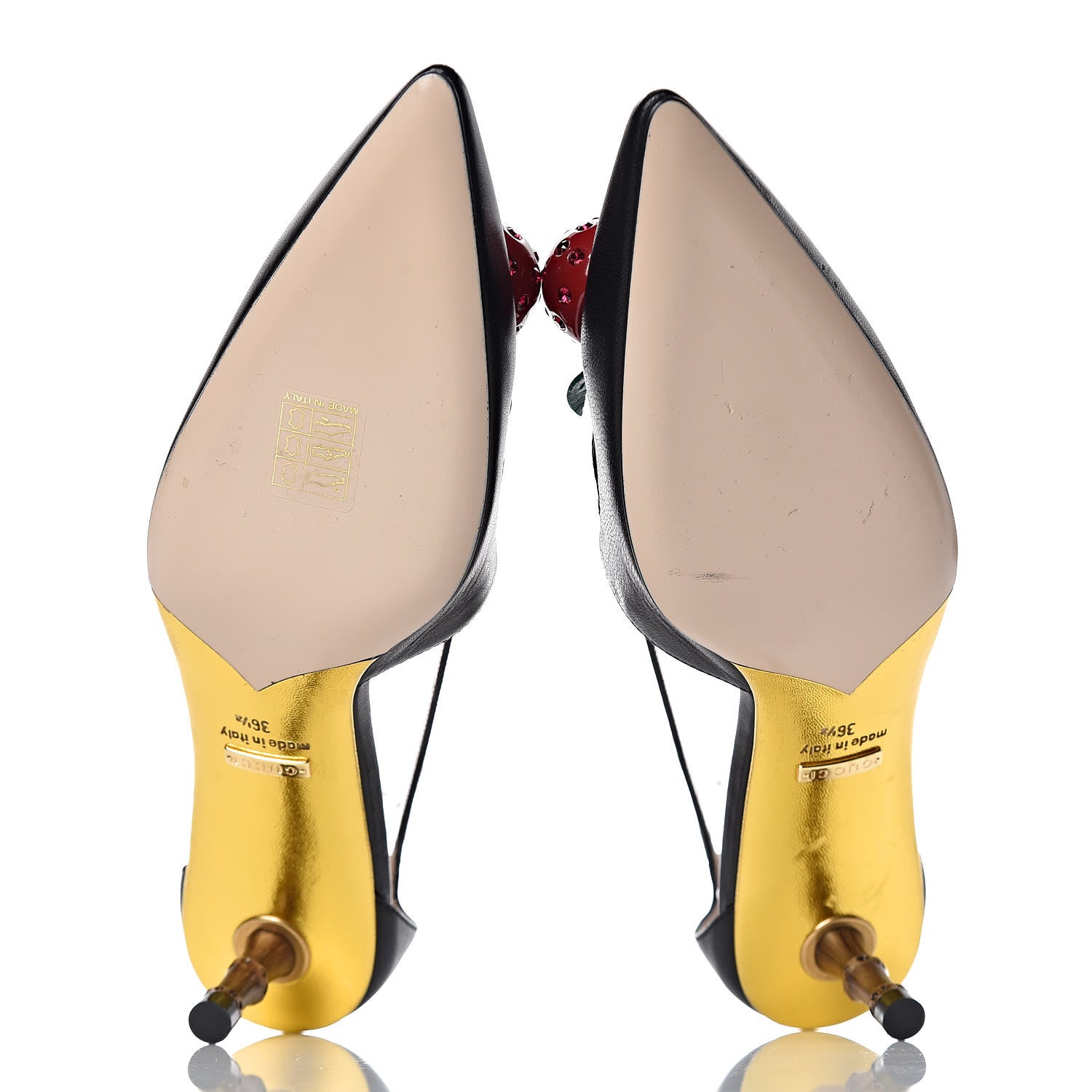 Gucci Nappa Cherry Pumps 36.5 Black 7 of 10