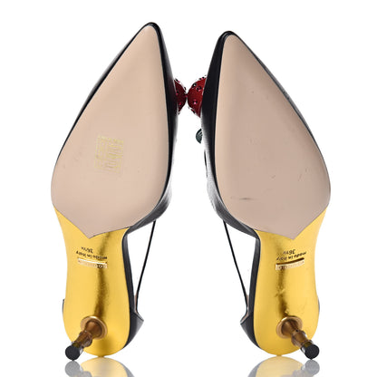 Gucci Nappa Cherry Pumps 36.5 Black 7 of 10