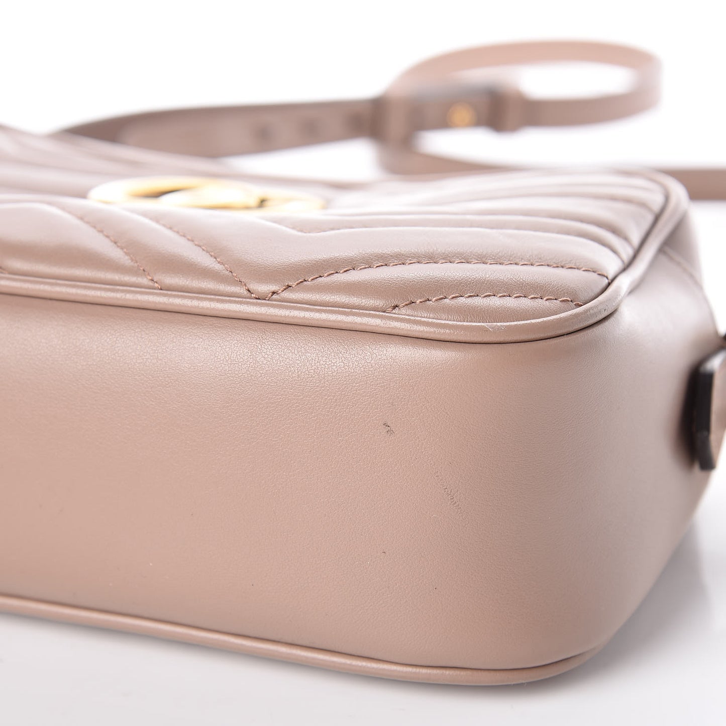 Calfskin Matelasse Small GG Marmont Chain Shoulder Bag Taupe