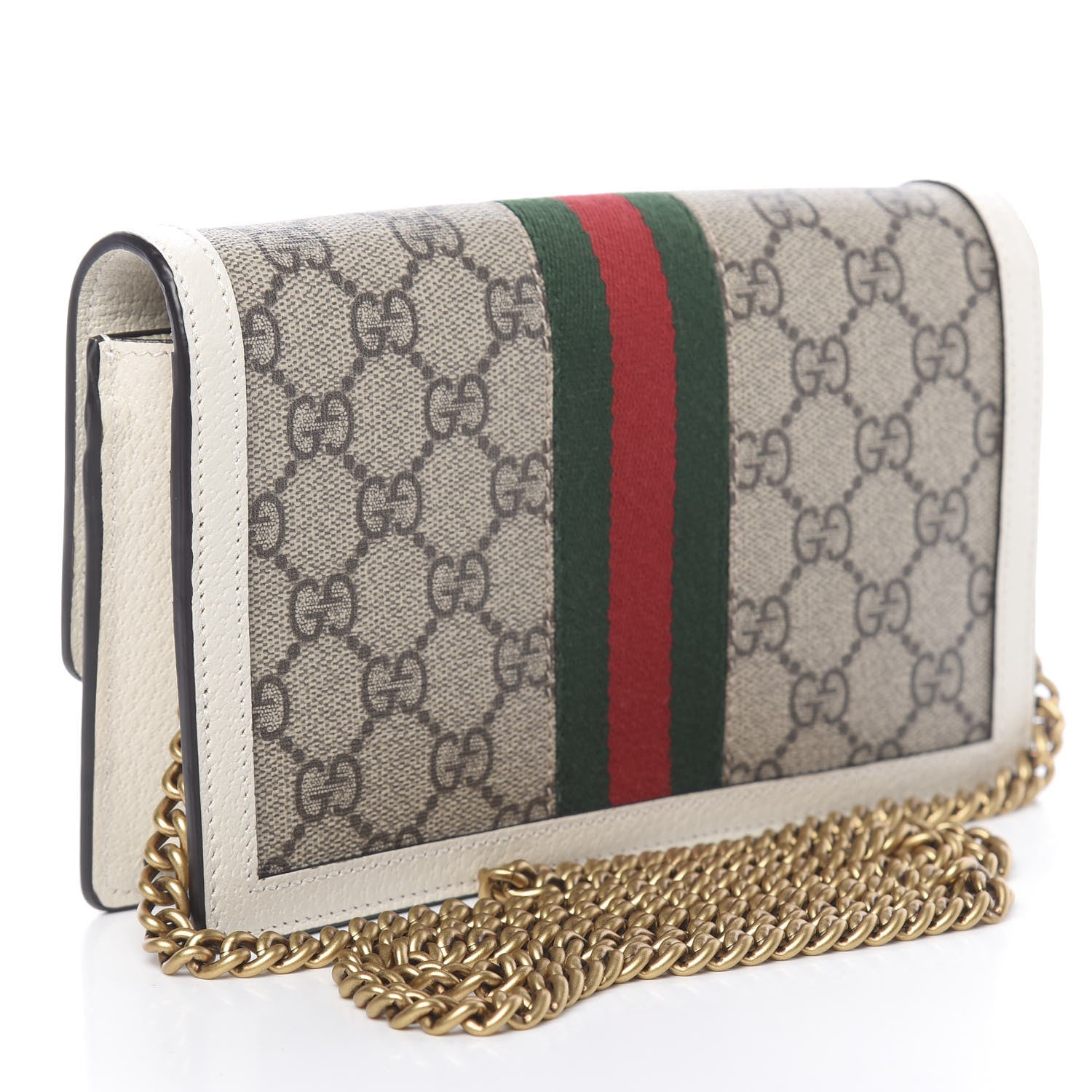 Gucci GG Supreme Monogram Web Queen Margaret Chain Wallet White 3 of 11