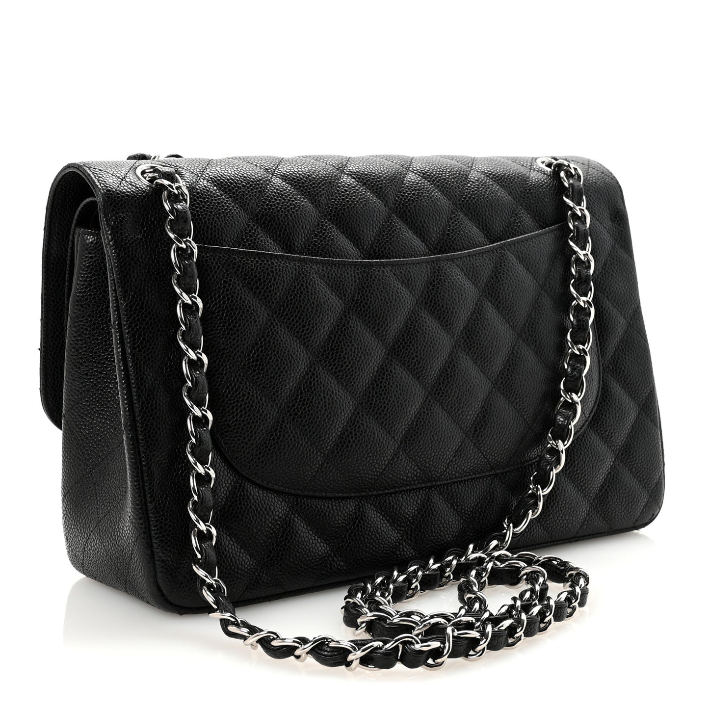 Caviar Quilted Jumbo Double Flap Black