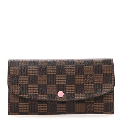 Louis Vuitton Damier Ebene Emilie Wallet Rose Ballerine 1 of 7