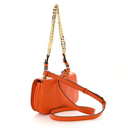 Gucci Roxy Calfskin Mini Blondie Chain Shoulder Flap Bag Deep Orange 3 of 10