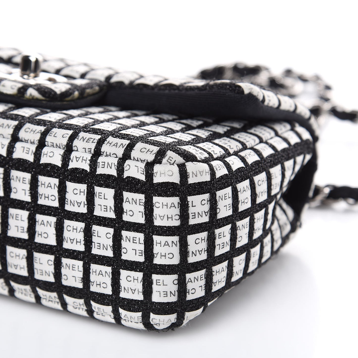 Ribbon Tweed Small Single Flap Black White