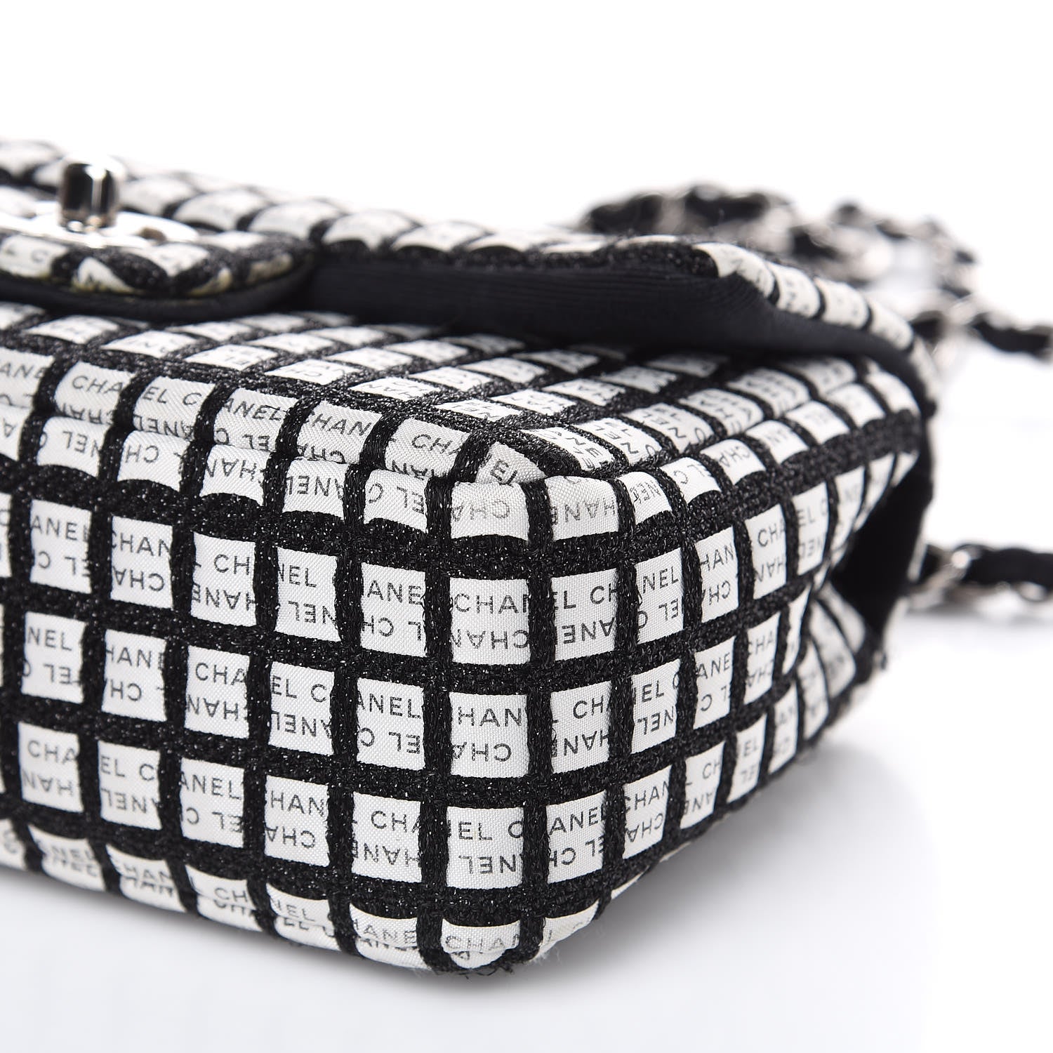 Chanel Ribbon Tweed Small Single Flap Black White 9 of 17