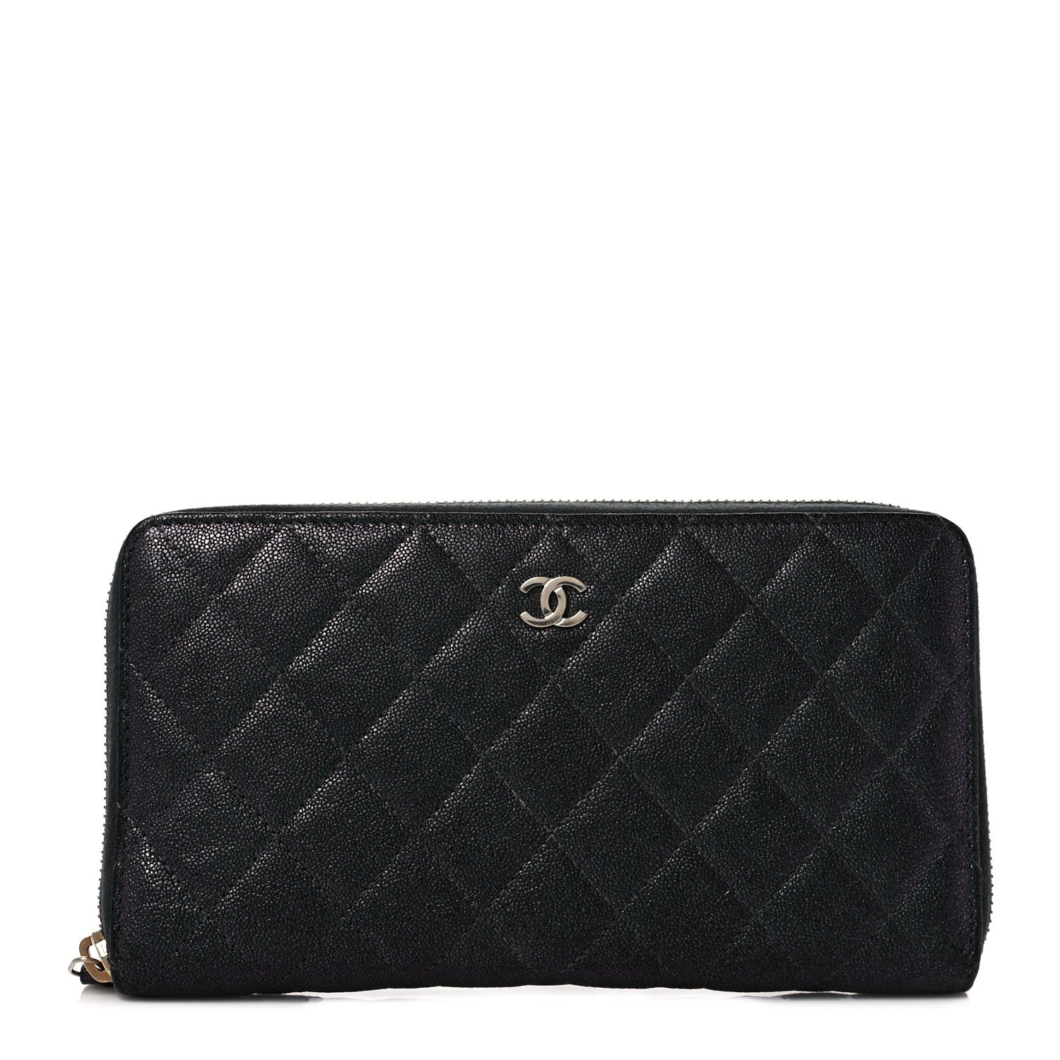 Chanel Iridescent Caviar Quilted Large Zip Around Organizer Wallet Black 1 of 9