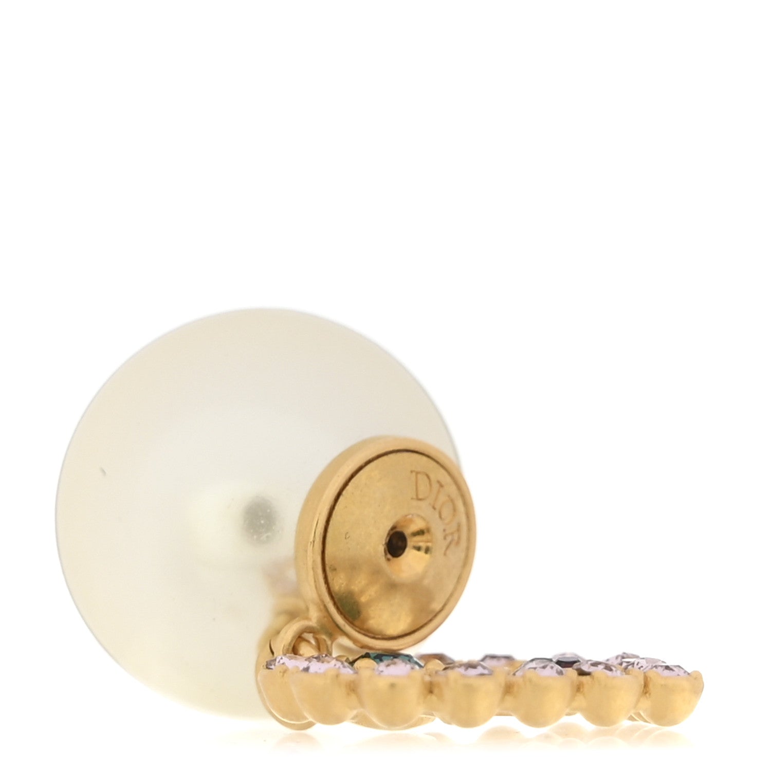 Christian Dior Pearl Crystal Heart Tribal Earrings Gold Multicolor 4 of 5
