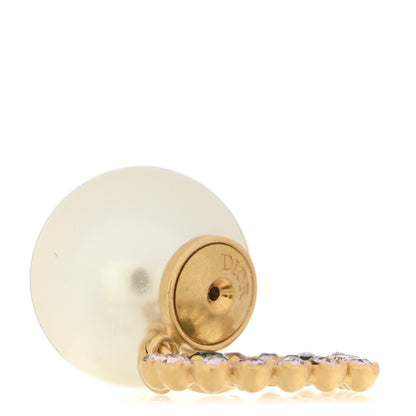 Christian Dior Pearl Crystal Heart Tribal Earrings Gold Multicolor 4 of 5