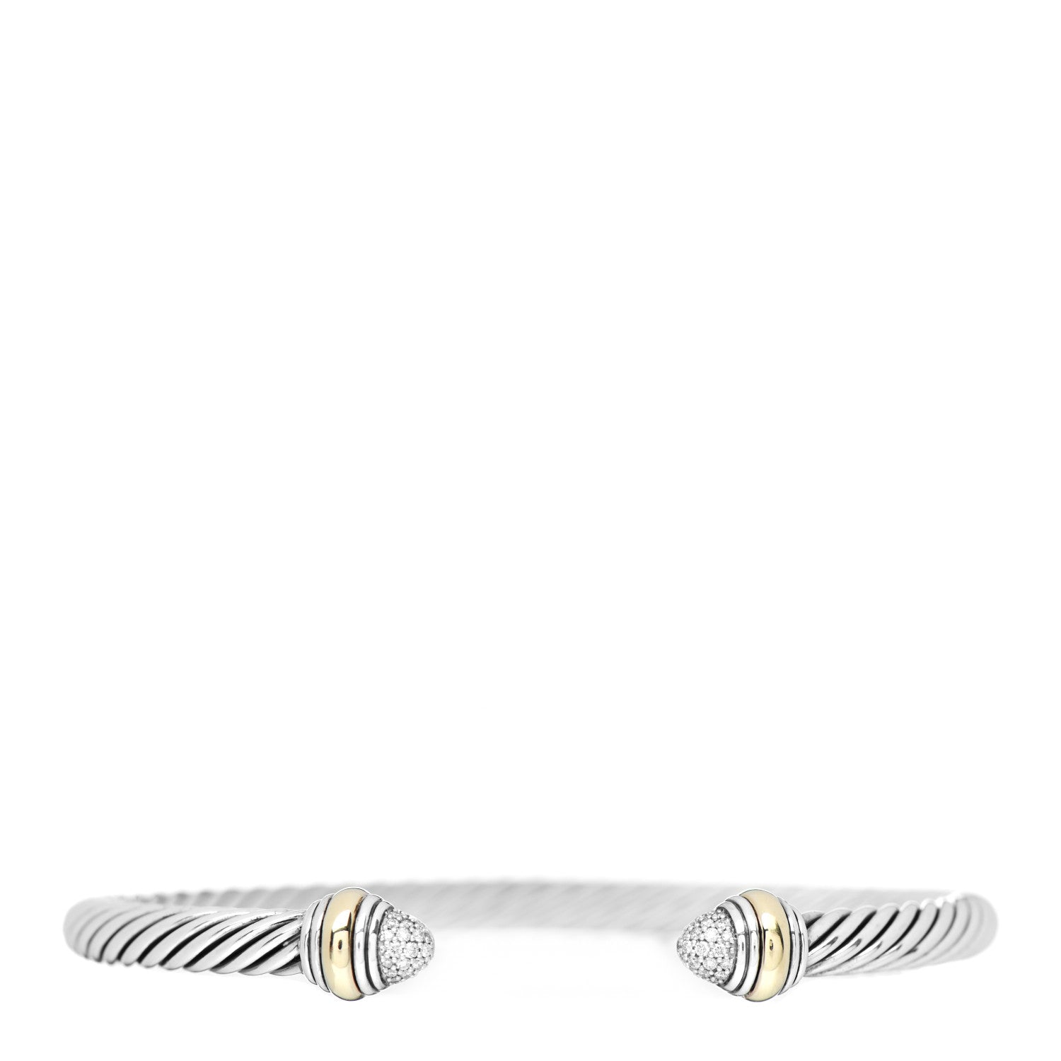 David Yurman Sterling Silver 14K Yellow Gold Diamond 5mm Cable Classics Bracelet 1 of 4