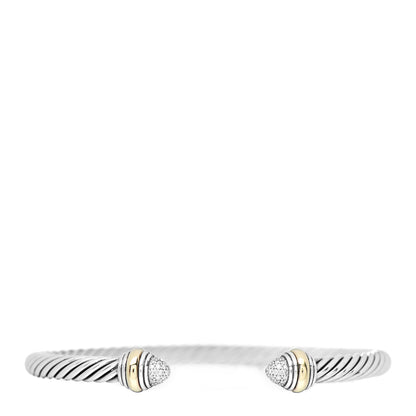 David Yurman Sterling Silver 14K Yellow Gold Diamond 5mm Cable Classics Bracelet 1 of 4