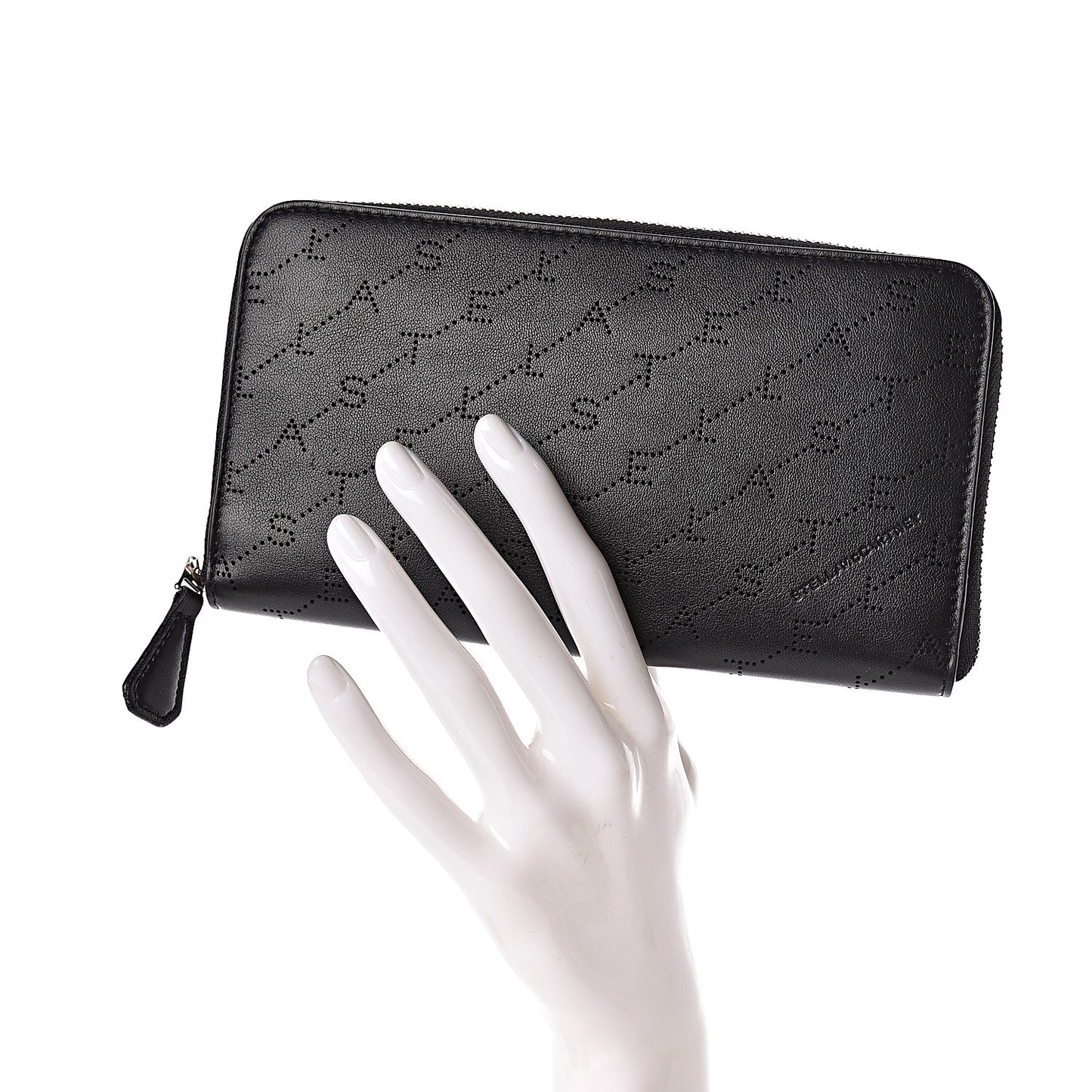 Eco Alter Nappa Perforated Logo Zip Wallet Black