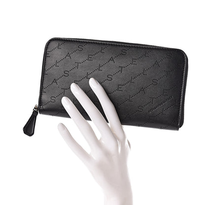 Stella McCartney Eco Alter Nappa Perforated Logo Zip Wallet Black 2 of 7