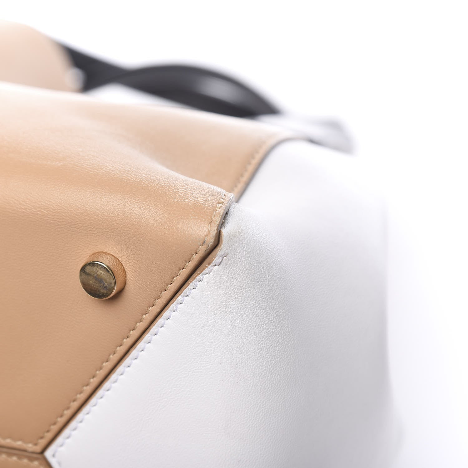 Lanvin Calfskin Tri-Color Trapeze Bag Beige Black White 9 of 10