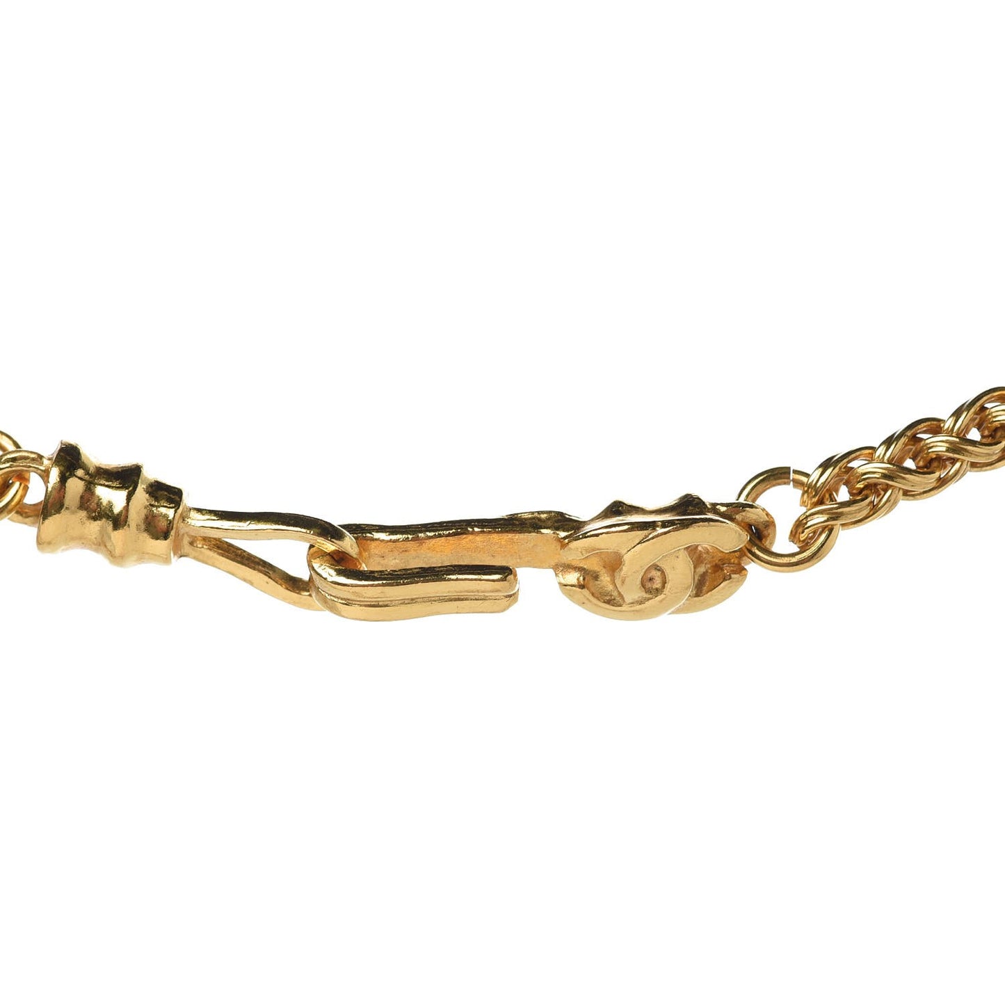 Fretwork CC Spindles Long Necklace Gold