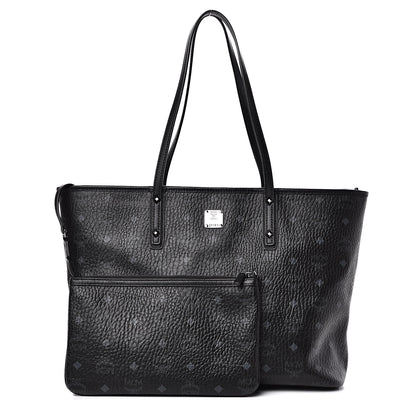MCM Visetos Medium Anya Zip Top Shopper Tote Black 1 of 9