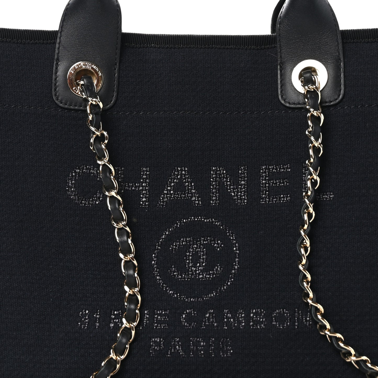 Mixed Fibers Calfskin Small Deauville Tote Black
