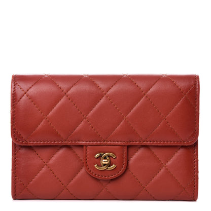 Chanel Lambskin Quilted Small Flap Wallet Red 1 of 9