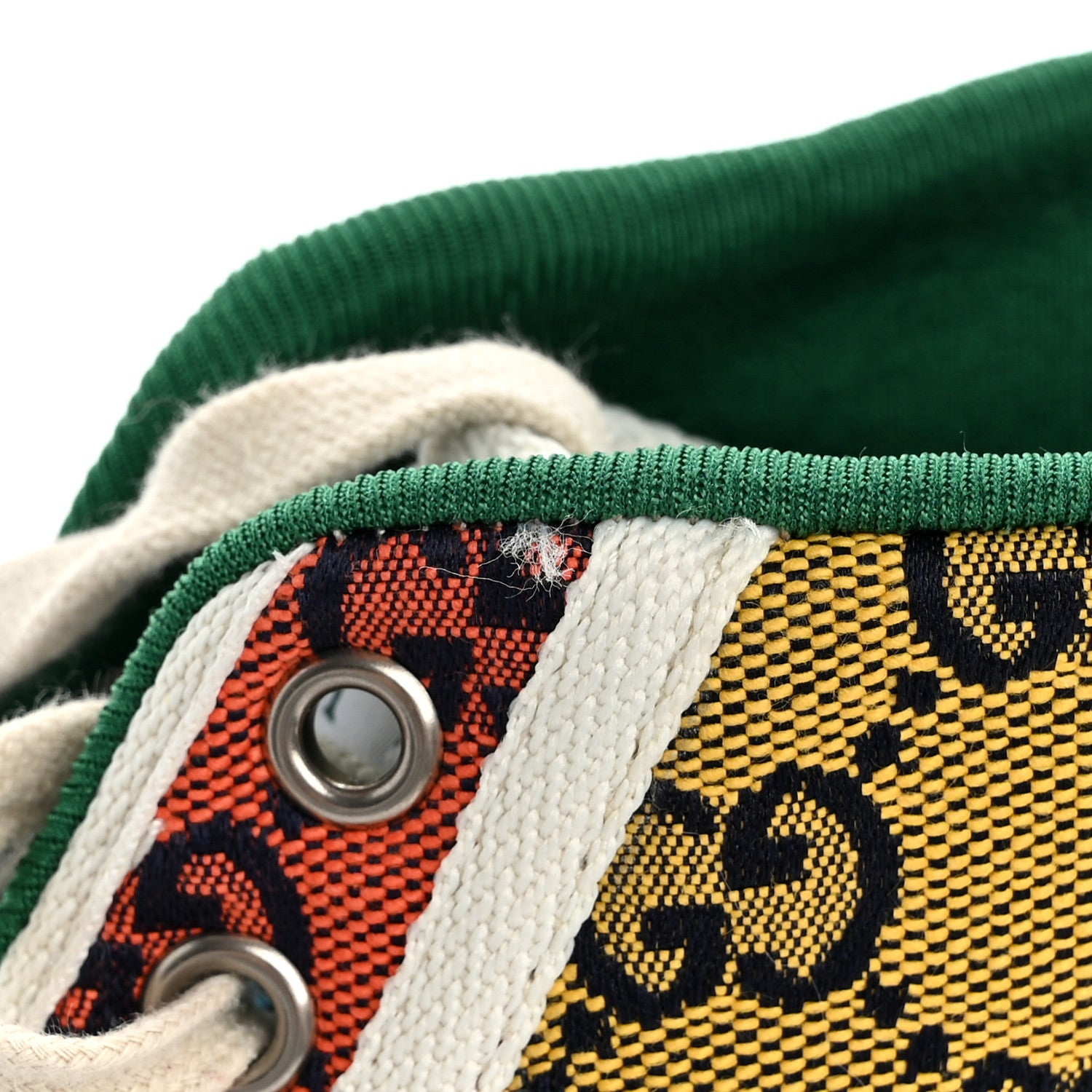 Gucci Monogram Multicolor Web Womens 1977 Tennis High Top Sneakers 36.5 Light Blue Mystic White Tangerine Pink Yellow Green Red 9 of 12