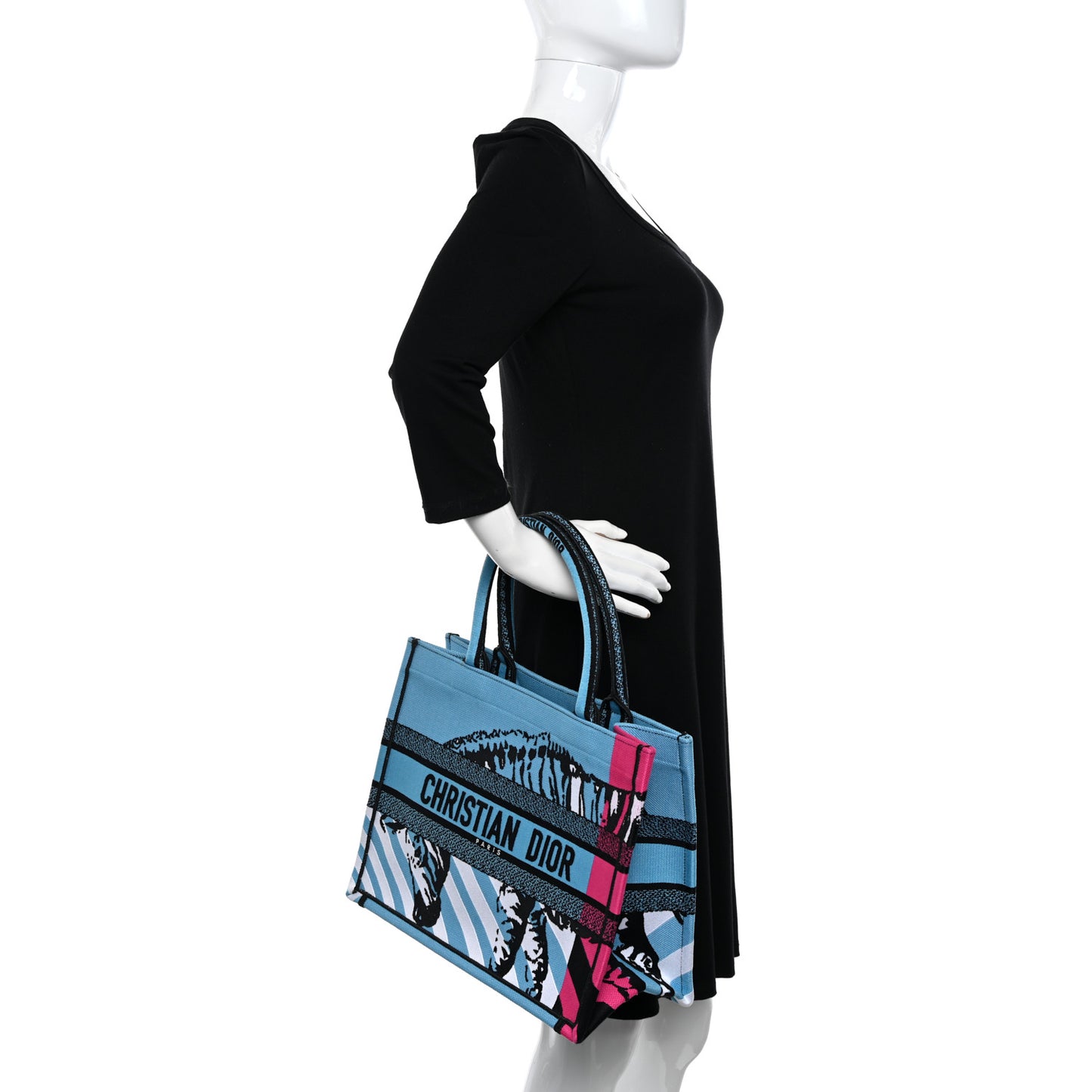 Canvas Embroidered Medium Jungle Pop Book Tote Blue