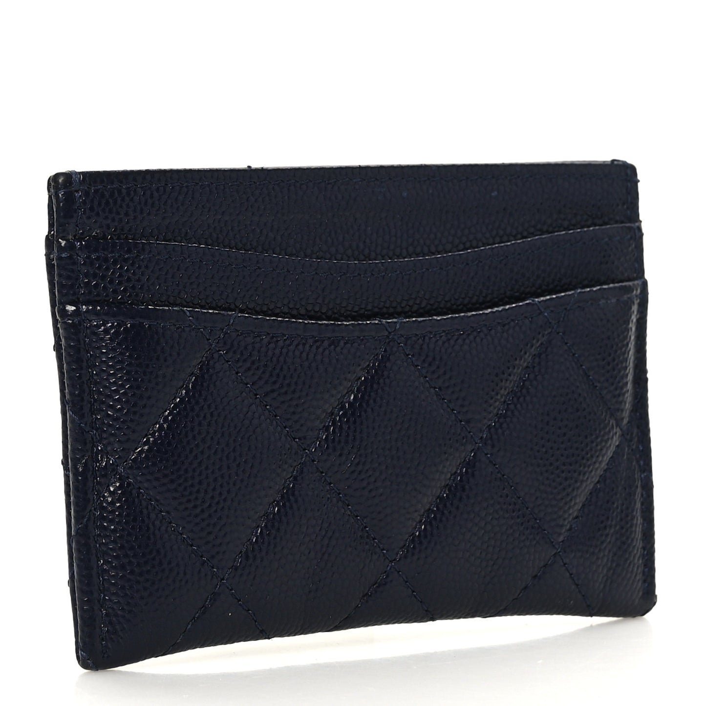 Caviar Quilted Card Holder Navy