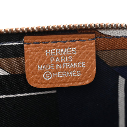 Hermes Epsom Silk'in Coin Purse Gold Bleu Navy Beige 6 of 8