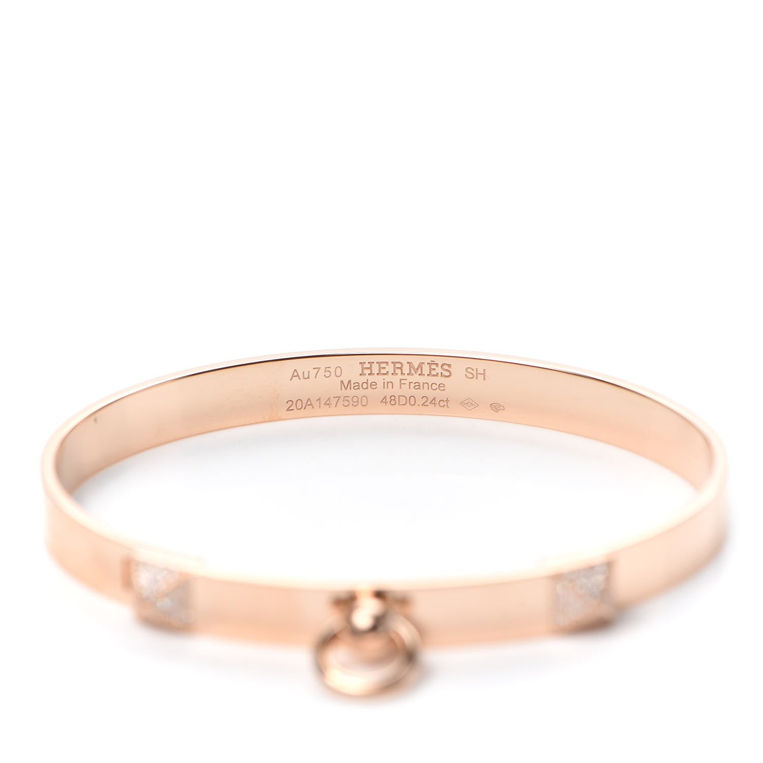 Hermes 18K Rose Gold Diamond PM Collier De Chien Bracelet SH 6 of 6