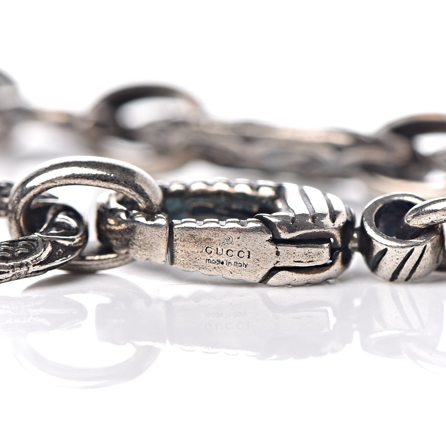 Sterling Silver Textured Interlocking G Charm Bracelet