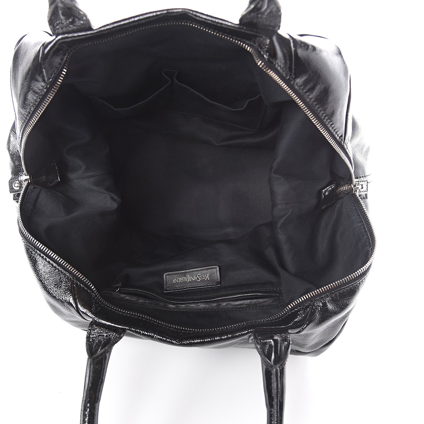 Textured Patent Medium Easy Y Bag Black