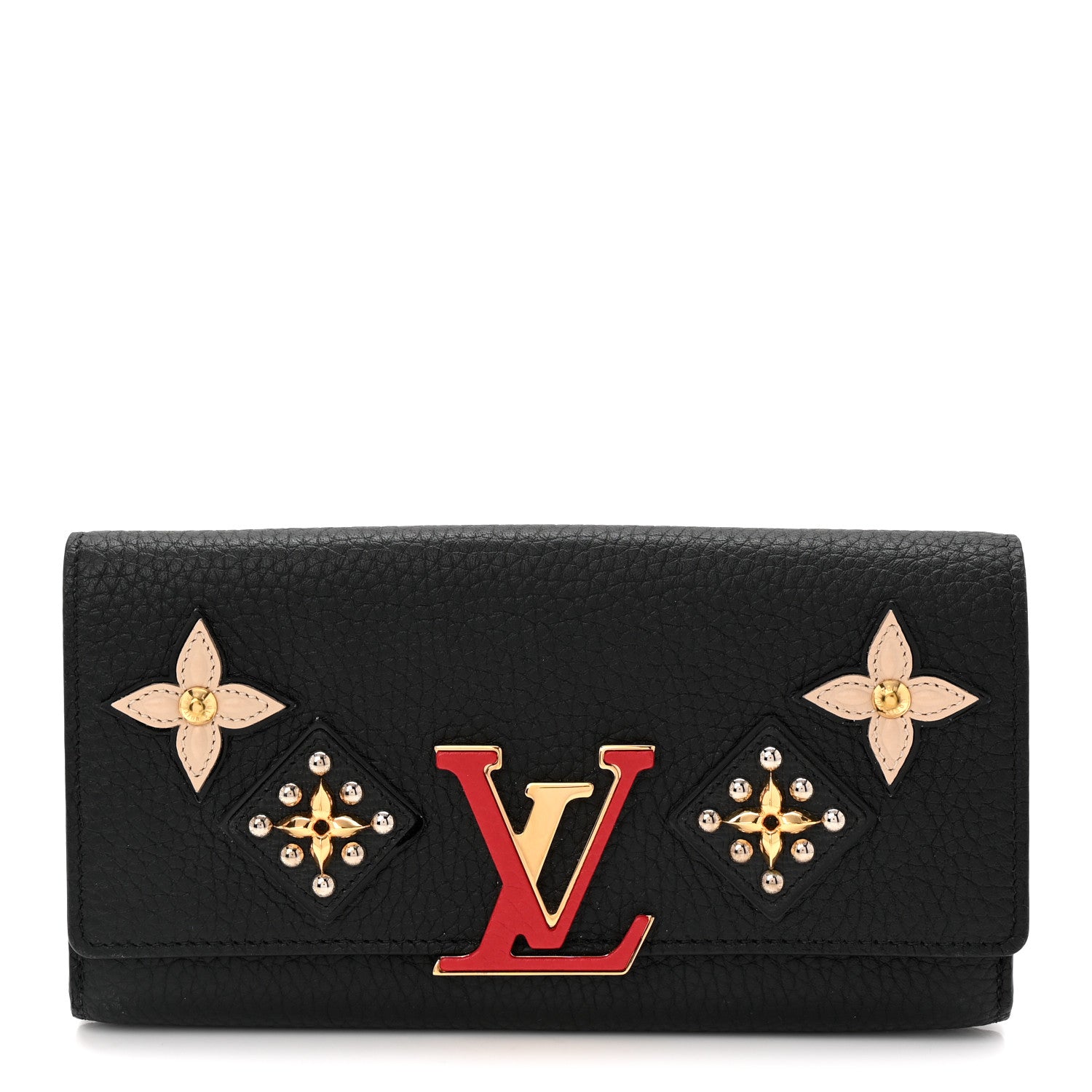 Louis Vuitton Taurillon Mechanical Flowers Smile Capucines Wallet Black 1 of 7