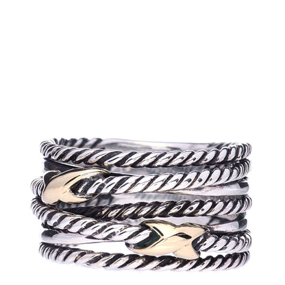 David Yurman Sterling Silver 18K Yellow Gold Double X Crossover Ring 56 7.5 1 of 4