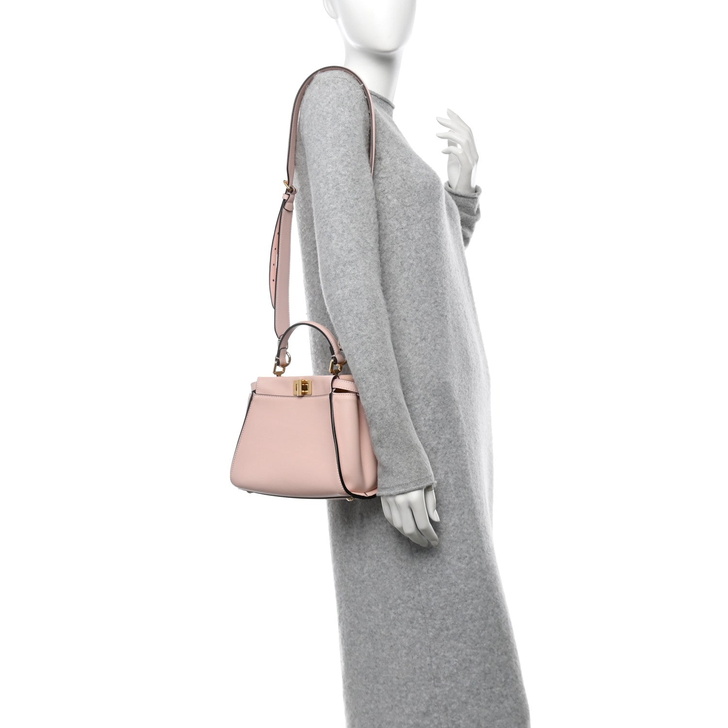Fendi Vitello Seta Canvas FF Embroidered Mini Peekaboo Iconic Satchel  Rosa Confetto 2 of 11