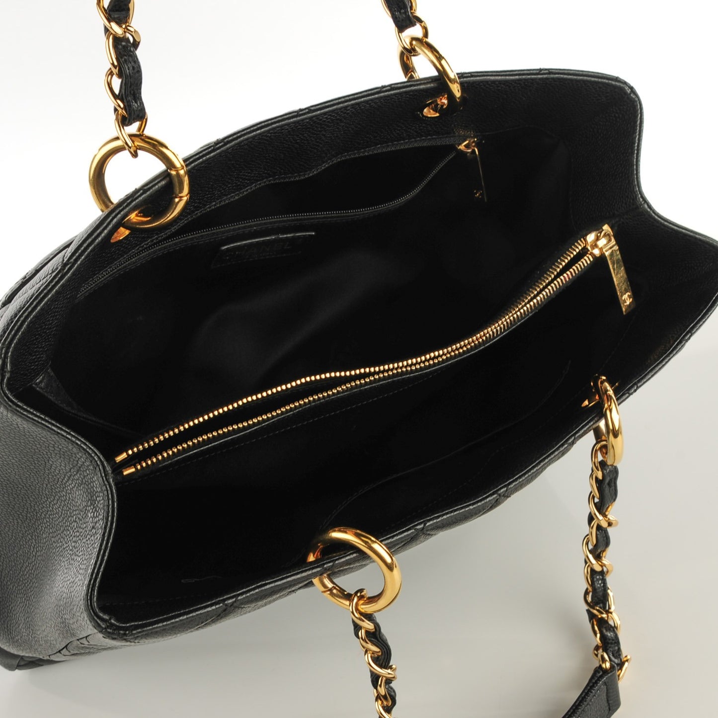 Caviar Quilted Grand Shopping Tote GST Black
