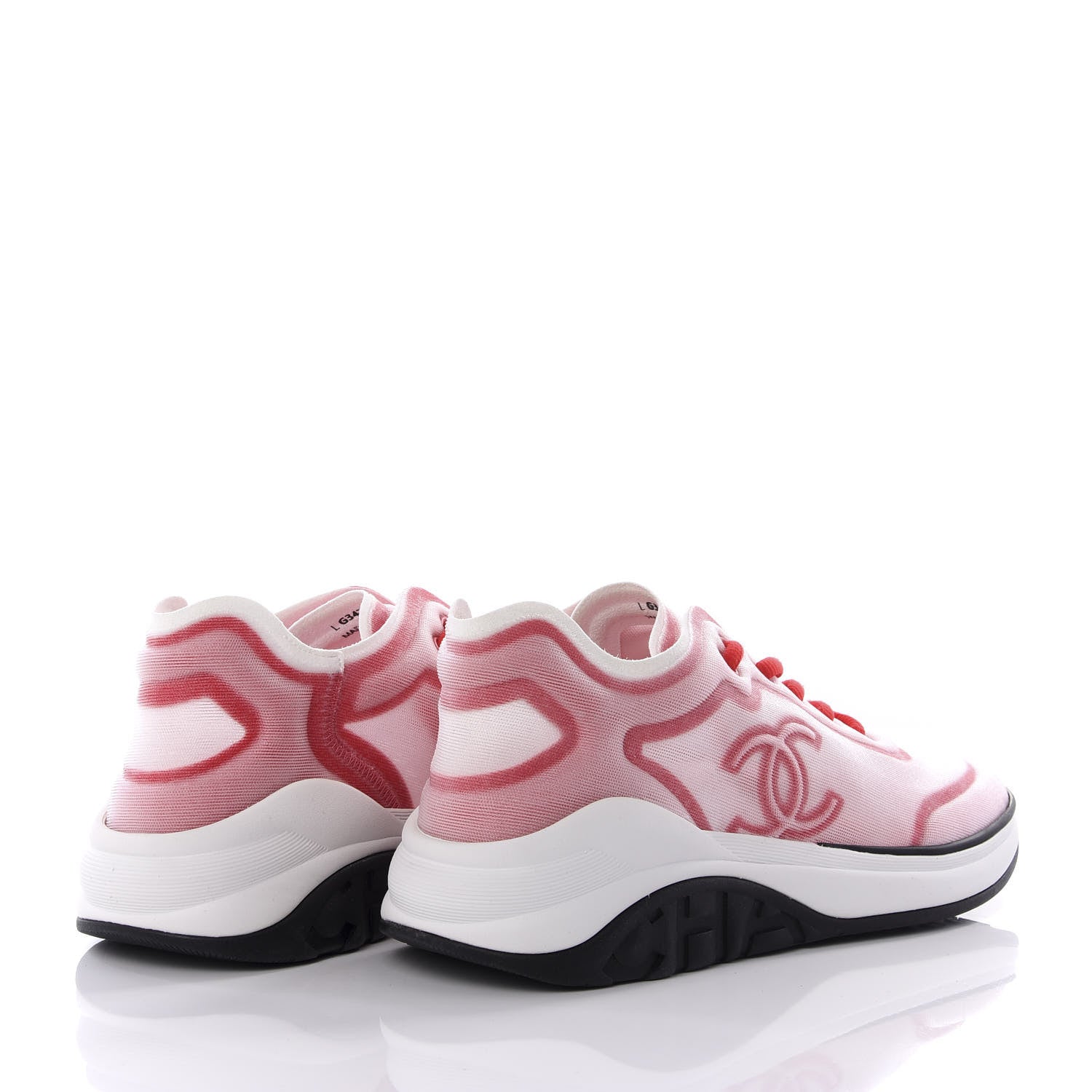 Chanel Lycra Fabric CC Sneakers 38 White Red 4 of 11