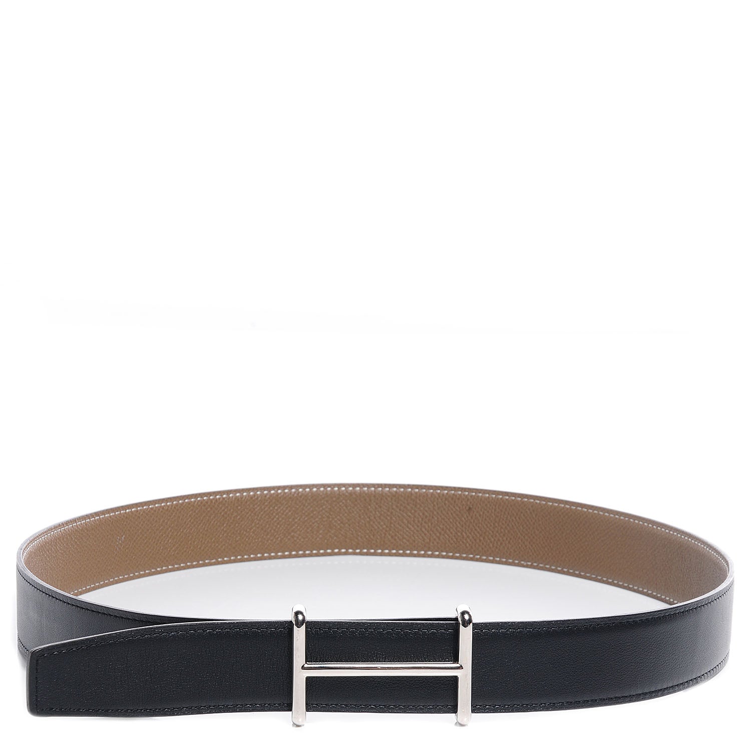 Hermes Epsom Swift Reversible 32mm Idem H Belt 85 Etoupe Noir 3 of 8