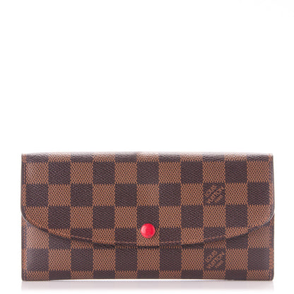 Louis Vuitton Damier Ebene Emilie Wallet Red 1 of 7