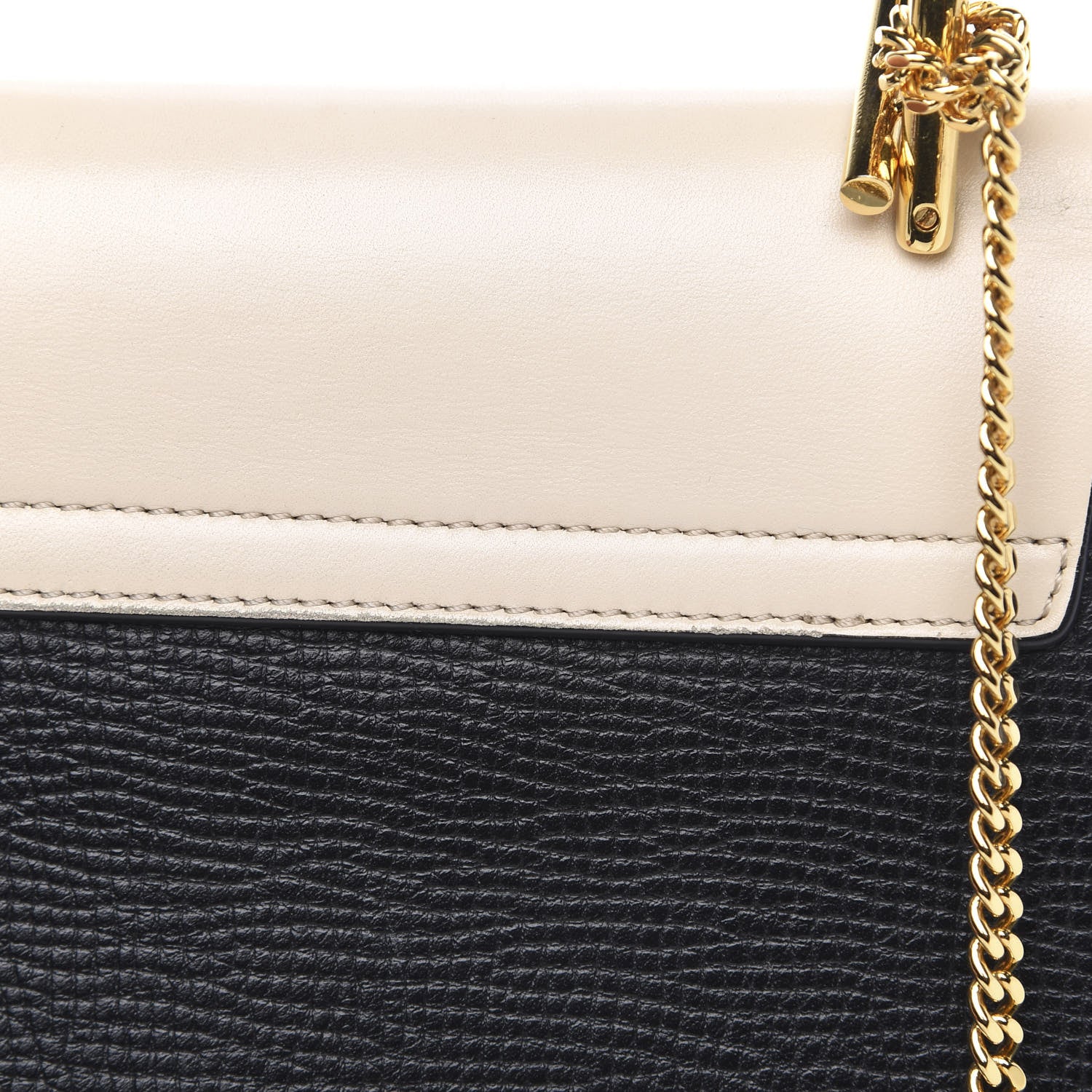 Chloe Grained Calfskin Lambskin Bi-Color Drew Shoulder Bag Black Powder Beige 12 of 12