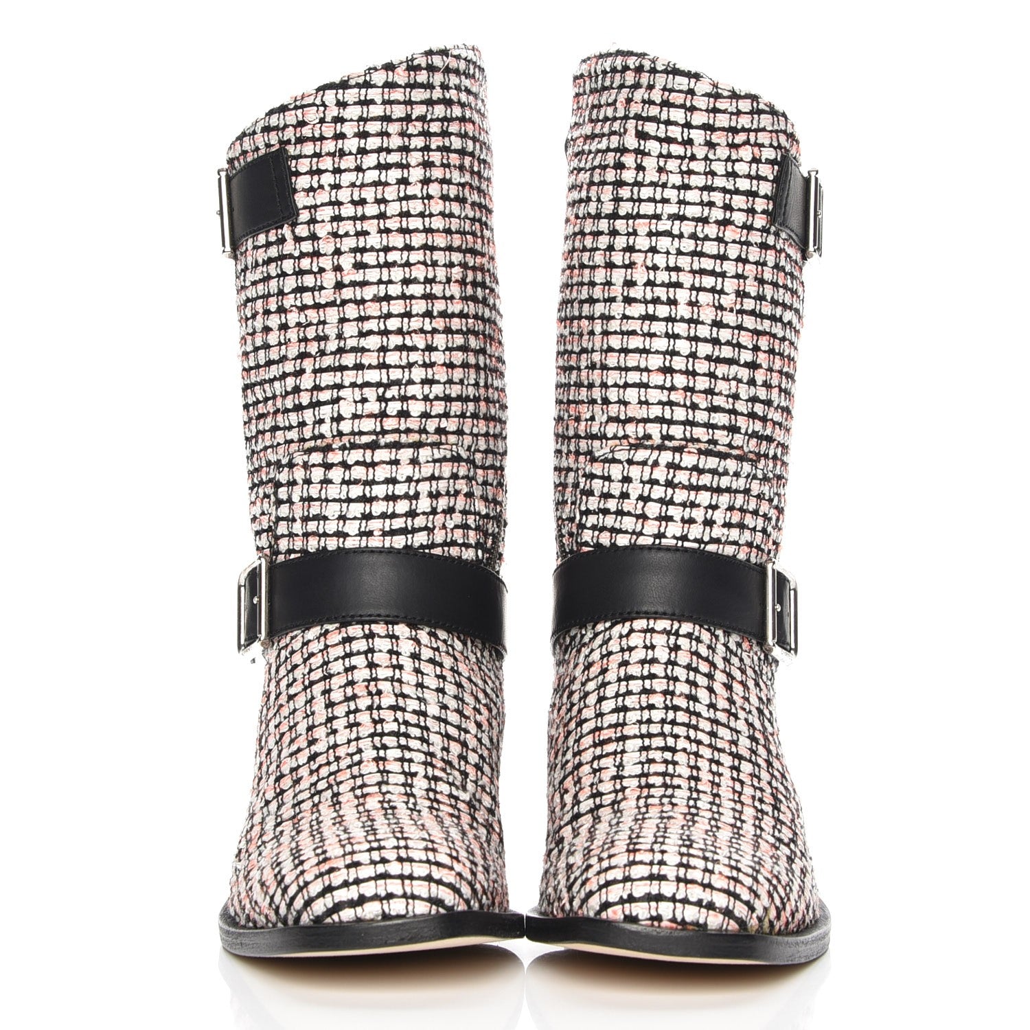 Chanel Tweed Calfskin Boots 38 Coral Black 2 of 7