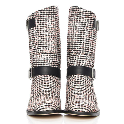 Chanel Tweed Calfskin Boots 38 Coral Black 2 of 7