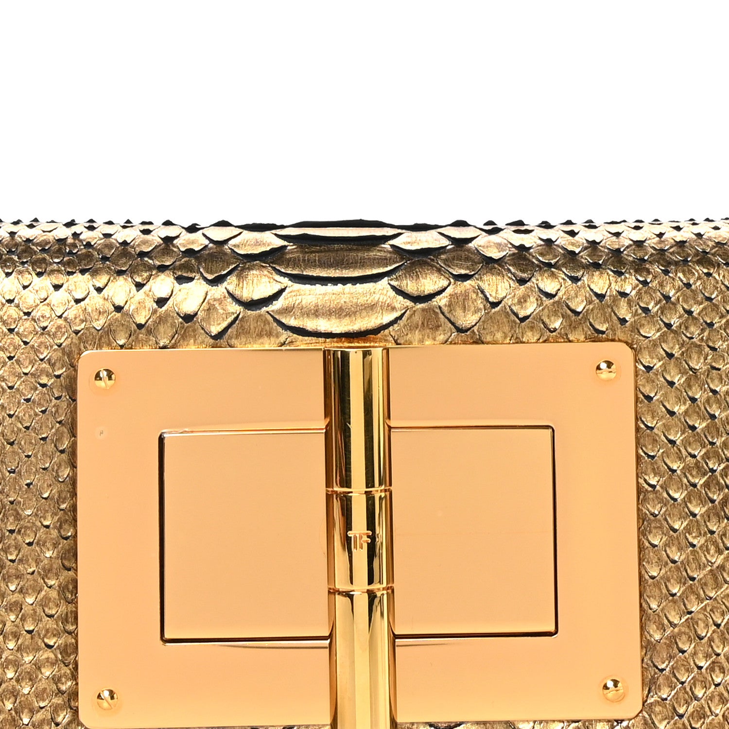 Tom Ford Metallic Snakeskin Natalia East-West Shoulder Bag Gold 7 of 9