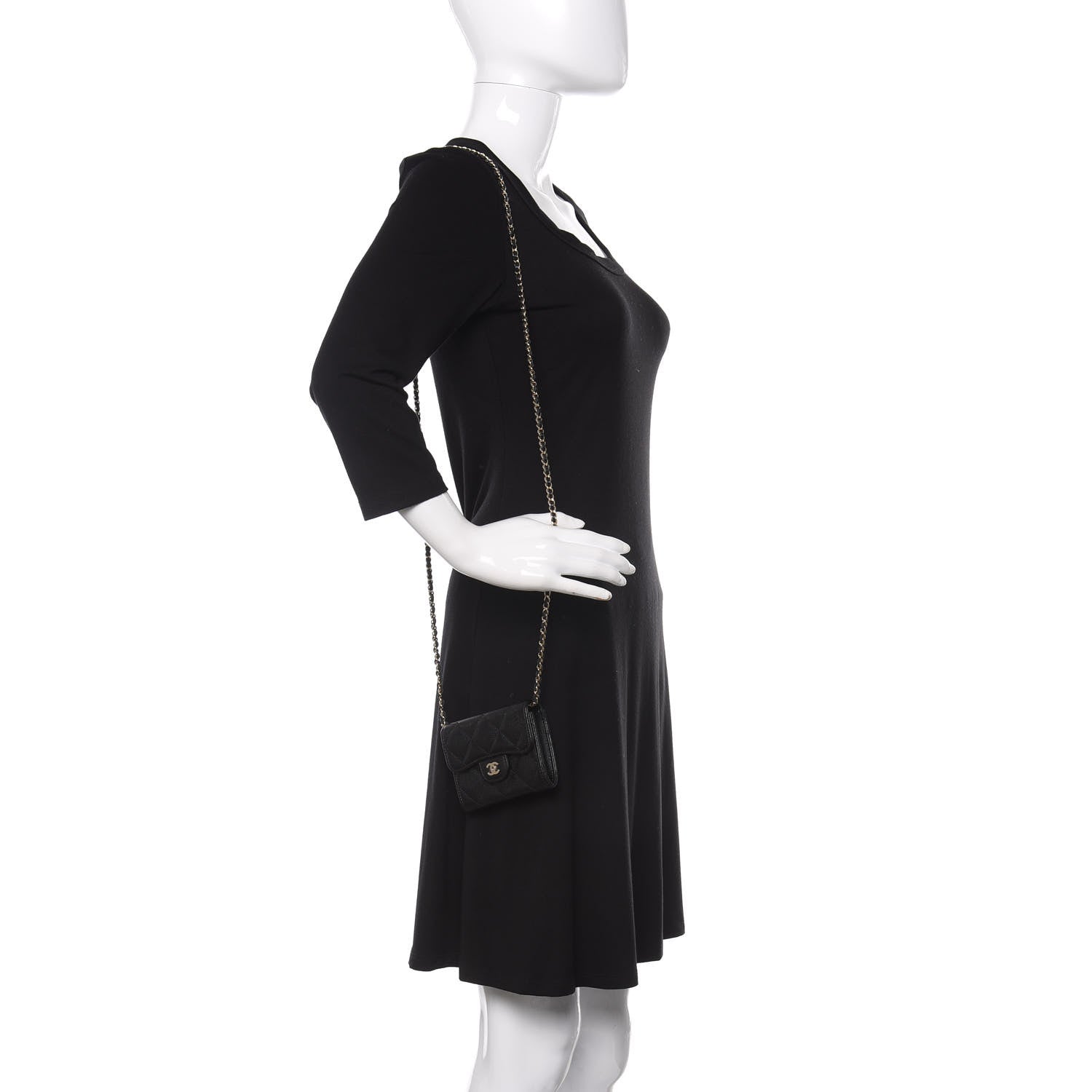 Chanel Caviar Quilted Flap Card Holder On Chain Black 2 of 12