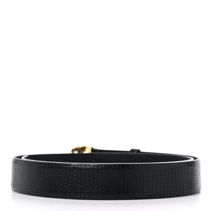 Chanel Lizard Embossed Calfskin Gripoix Poured Glass Along The Nile CC Belt 90 36 Black 2 of 4