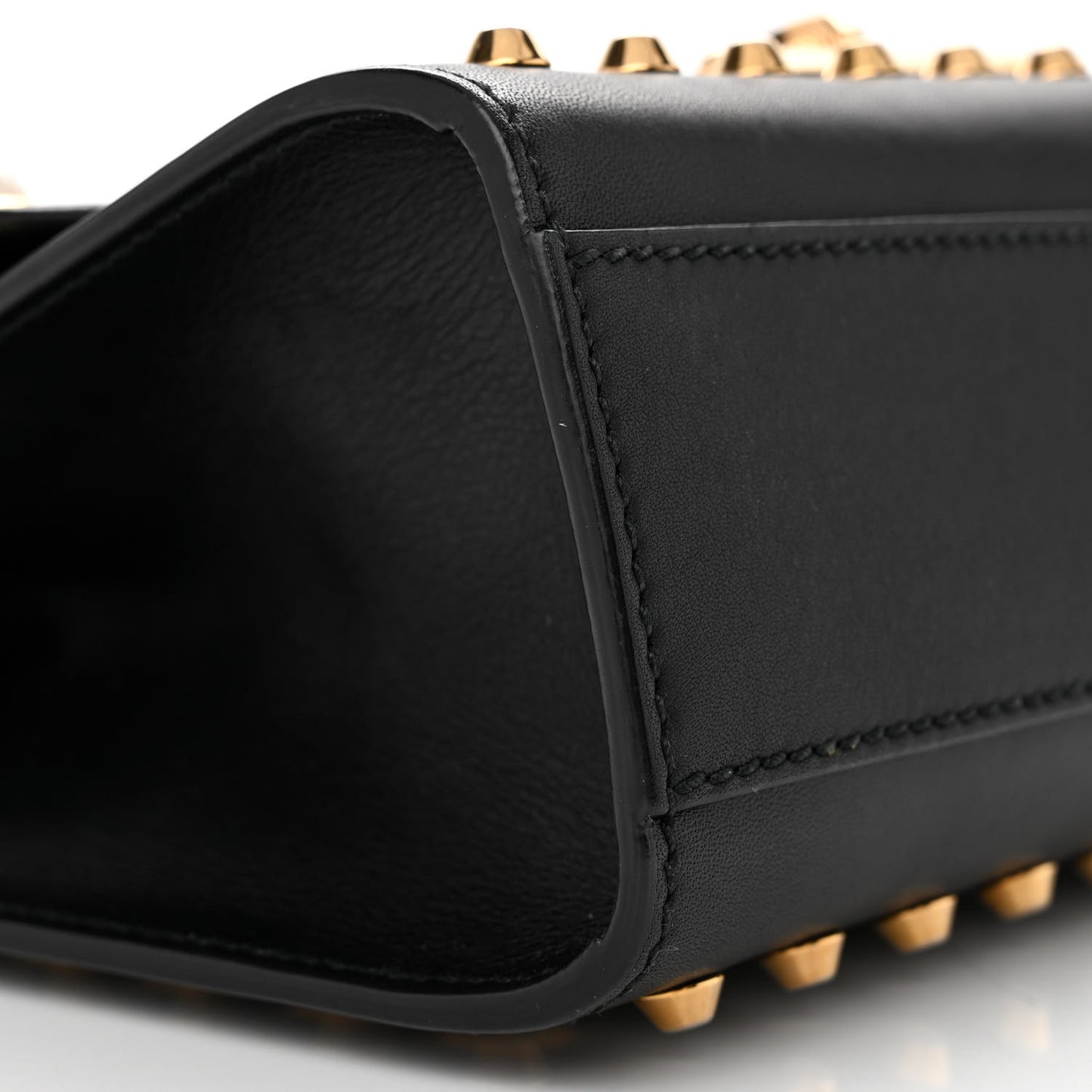 Calfskin Studded Small Padlock Shoulder Bag Black