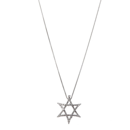 Damiani 18K White Gold Diamond Star of David Pendant Necklace 1 of 6