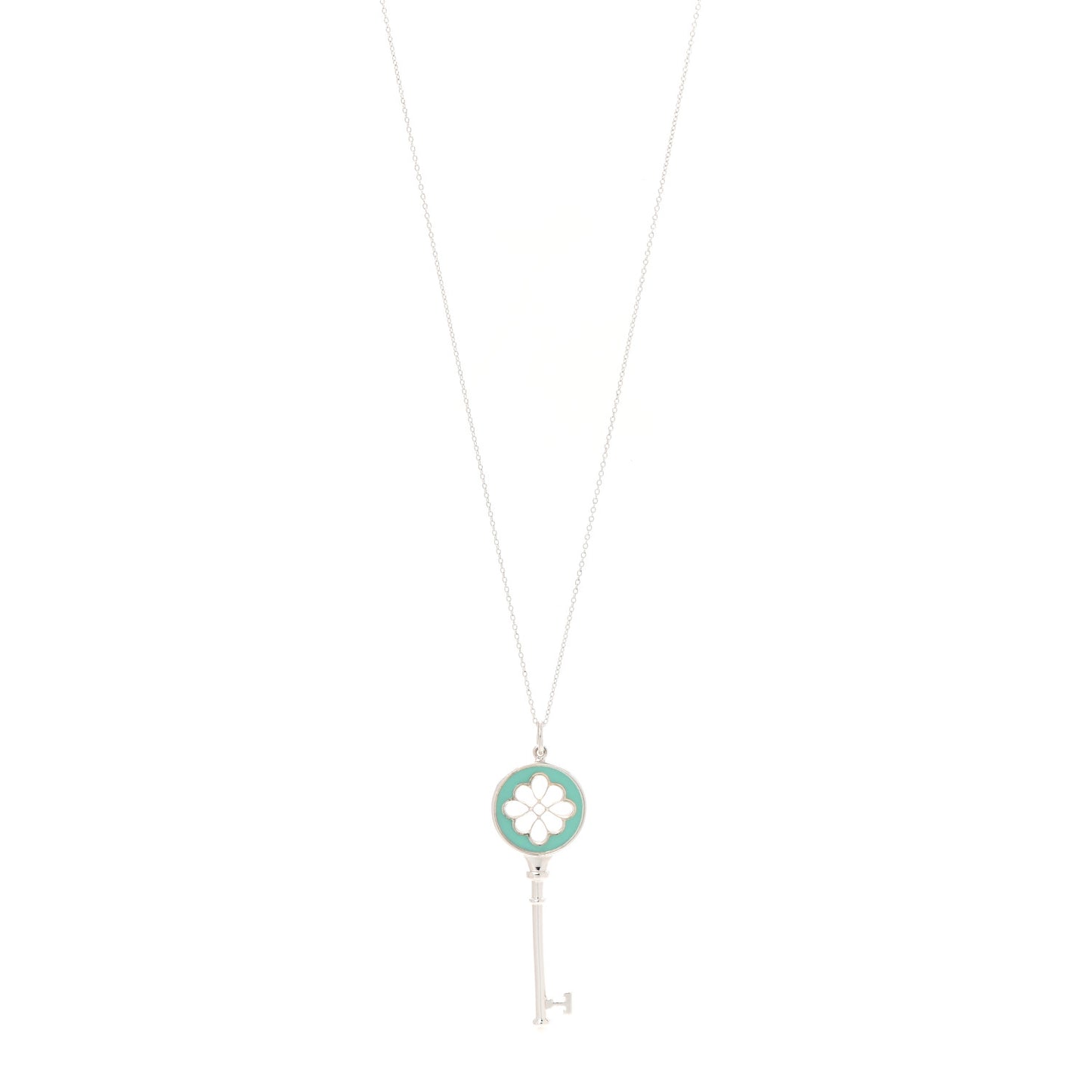 Sterling Silver Enamel Knot Key Pendant Necklace Blue