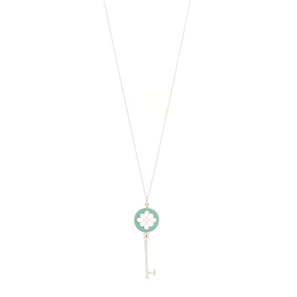 Tiffany Sterling Silver Enamel Knot Key Pendant Necklace Blue 1 of 7