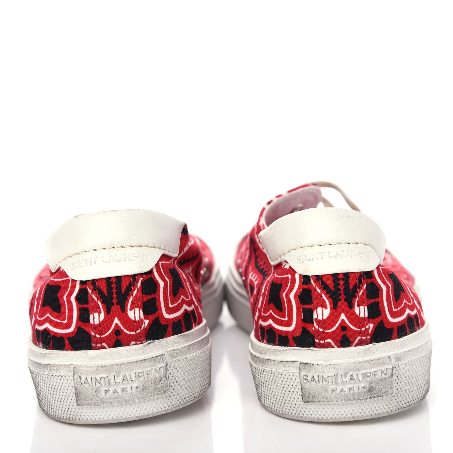 Saint Laurent Canvas Bandana Print Bedford Low Top Sneakers 39.5 Red 7 of 11