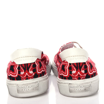 Saint Laurent Canvas Bandana Print Bedford Low Top Sneakers 39.5 Red 7 of 11